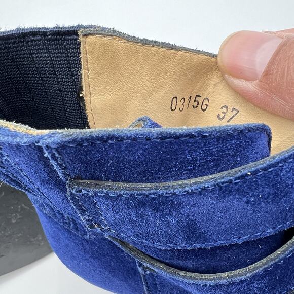 Toga Pulla Buckle Boots Western Boots Navy Blue Suede Ankle Boots 37 US 7 - Picture 10 of 11